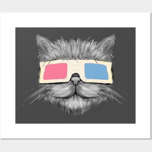 3d Glass retro Cat Posters and Art